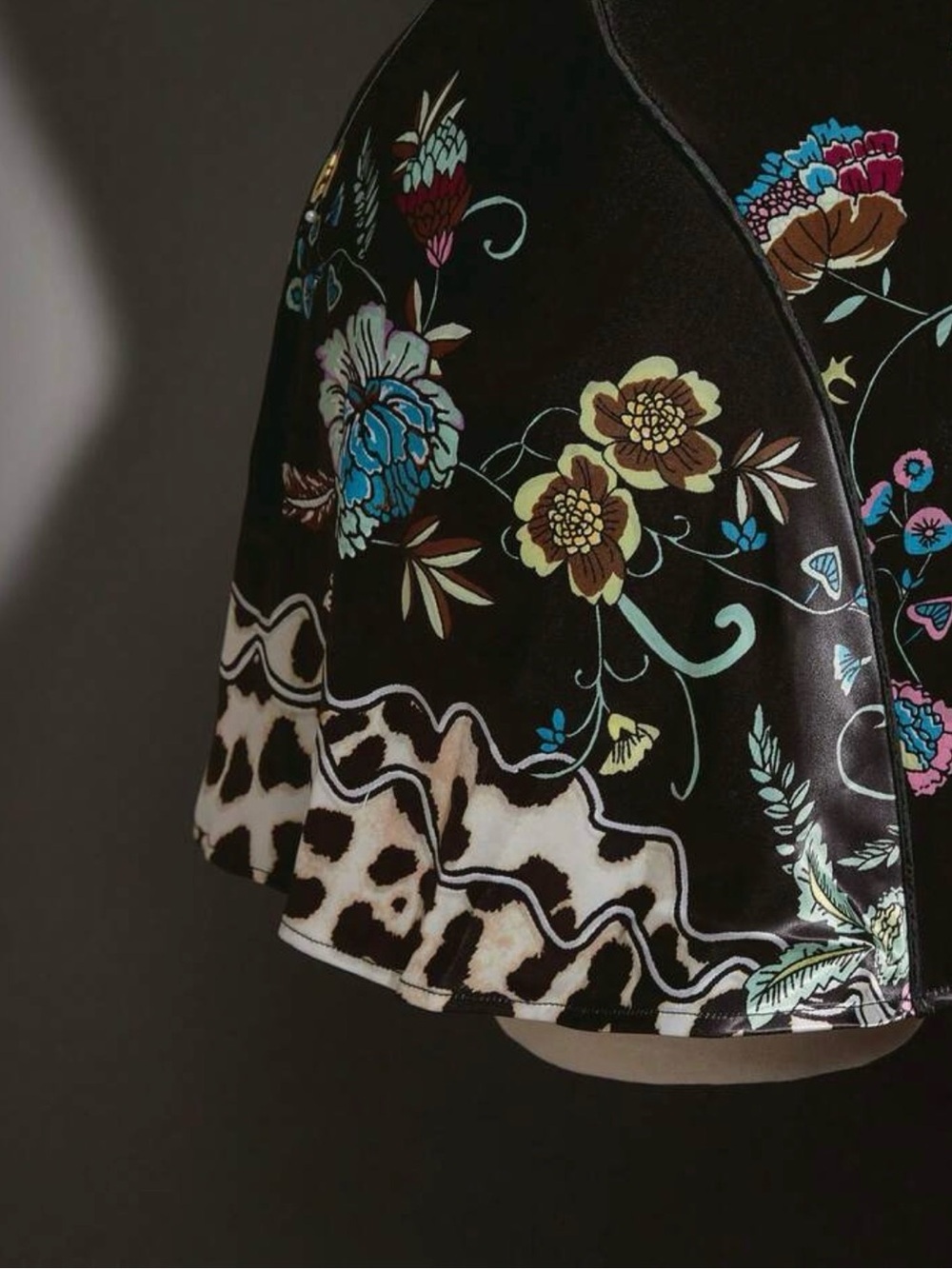 SHEIN Black Floral Mandarin Collar Mini Dress 0XL - Picture 4 of 4